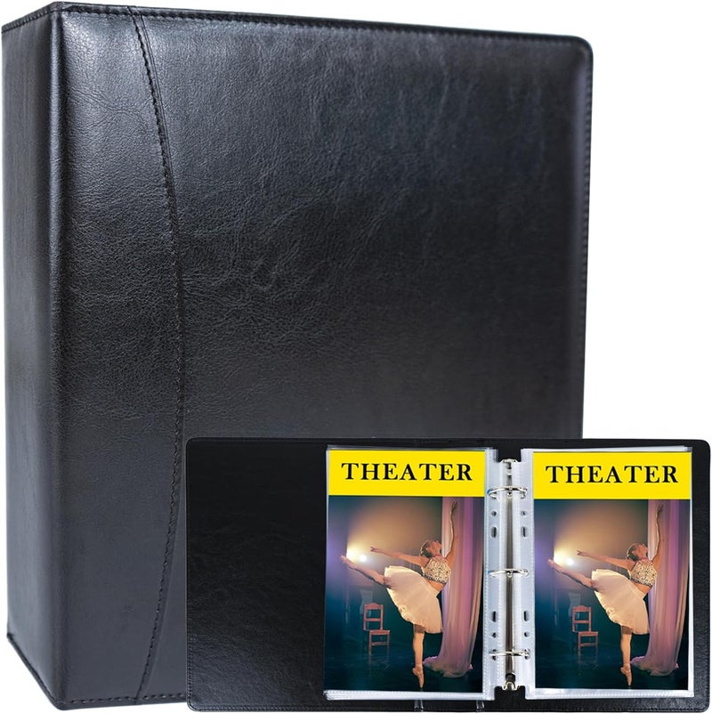 WITHYU 5.5x8.5 Inch Faux Leather Notebook with 30 Pack 60 Pockets Sleeve Refill Pages,Mini 3 Ring Binder Album Collection Holder Book, Ultra-Clear Photo Binder Protector, Double-Sided and Top Loading - Image 1